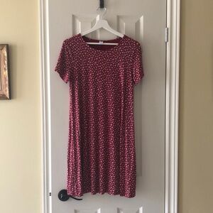 Red Floral Short Sleeve Dress